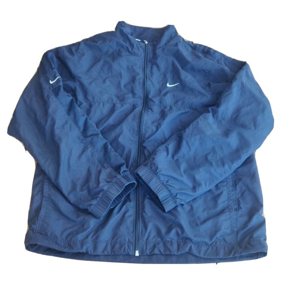 Nike Men's Windbreaker Jacket Collared Full Zip Navy Blue Size Medium.